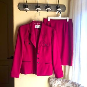 Vintage Pink Business Skirt and Jacket Set